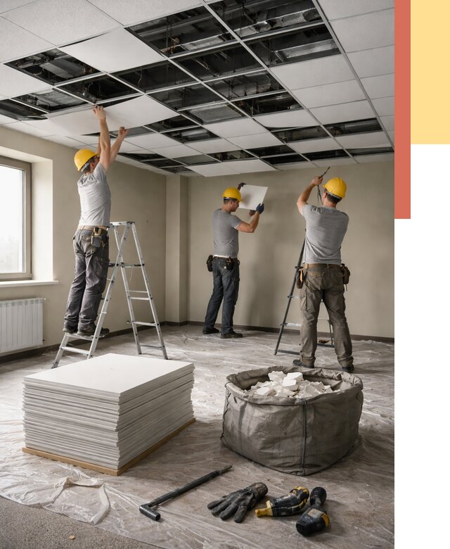 Демонтаж потолка Армстронг в Инте от 4564 руб. быстро и недорого | ОТДЕЛОЧНИК-Инт