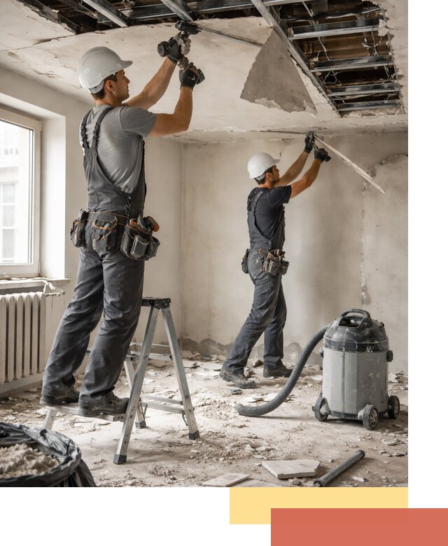 Демонтаж гипсокартонного потолка в Инте быстро и аккуратно