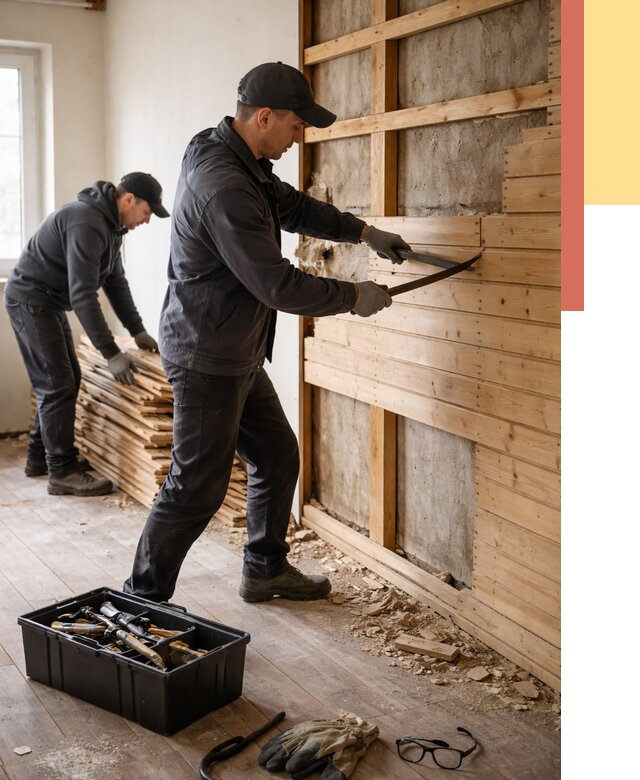 Демонтаж вагонки в Инте от 3854 руб/м2 — быстро и недорого | ОТДЕЛОЧНИК-Инт