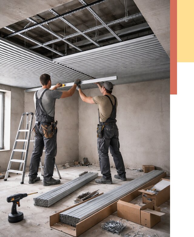 Монтаж реечного потолка в Инте от 4564 руб. под ключ | ОТДЕЛОЧНИК-Инт