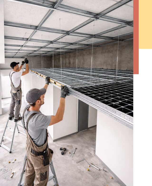 Монтаж потолка грильято в Инте от 456 руб./м² — быстрая сборка под ключ | ОТДЕЛОЧНИК-Инт