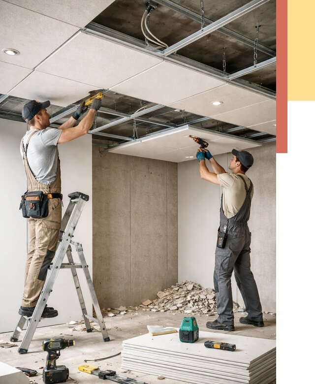 Монтаж акустического потолка в Инте от 6592 руб/м2 — быстро и недорого | ОТДЕЛОЧНИК-Инт