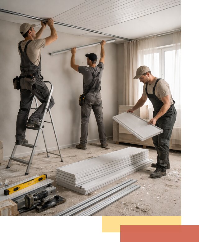 Монтаж потолка из ПВХ панелей в Инте оперативно и качественно