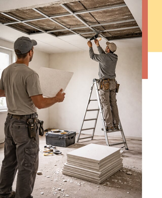 Замена плит подвесного потолка в Инте от 1775 руб. быстро и недорого | ОТДЕЛОЧНИК-Инт