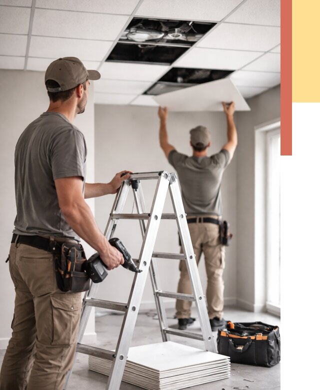 Обслуживание подвесного потолка в Инте от 3550 руб. — быстро и недорого | ОТДЕЛОЧНИК-Инт