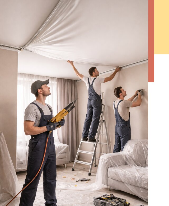 Установка натяжного потолка в Инте от 4564 руб. | Быстро и недорого — ОТДЕЛОЧНИК-Инт