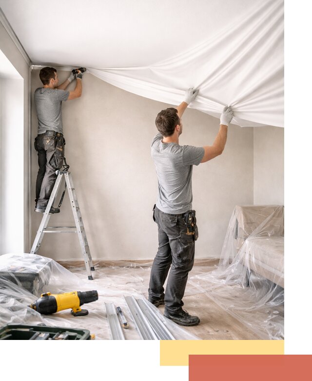 Монтаж тканевого натяжного потолка в Инте недорого и быстро