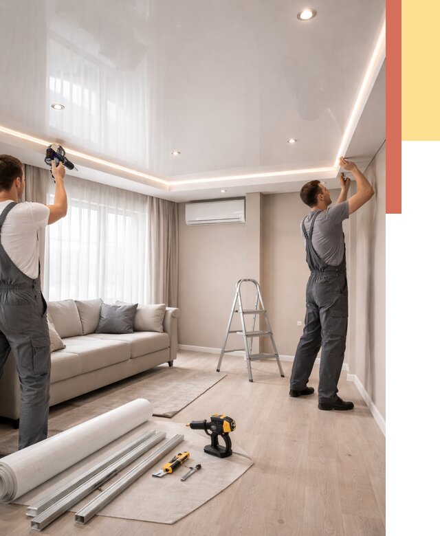 Монтаж глянцевого натяжного потолка в Инте от 761 руб. под ключ | ОТДЕЛОЧНИК-Инт