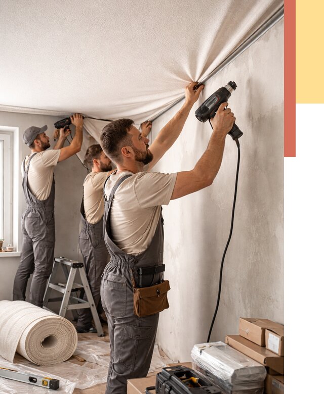 Монтаж фактурного натяжного потолка в Инте от 761 руб. — ОТДЕЛОЧНИК-Инт