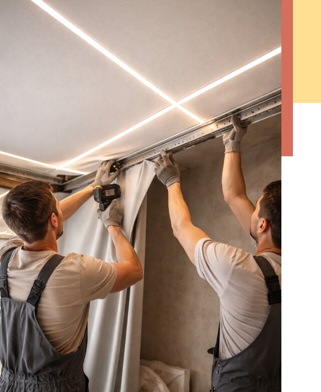 Монтаж натяжного потолка со световыми линиями в Инте от 1217 руб. | ОТДЕЛОЧНИК-Инт