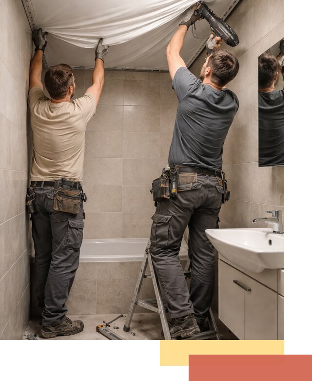 Монтаж натяжного потолка в ванной в Инте быстро и качественно