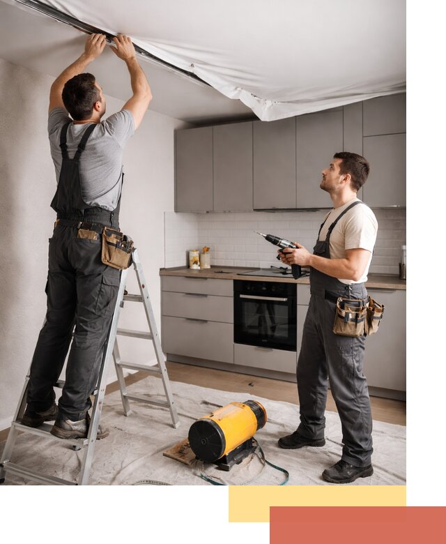 Монтаж натяжного потолка на кухне в Инте