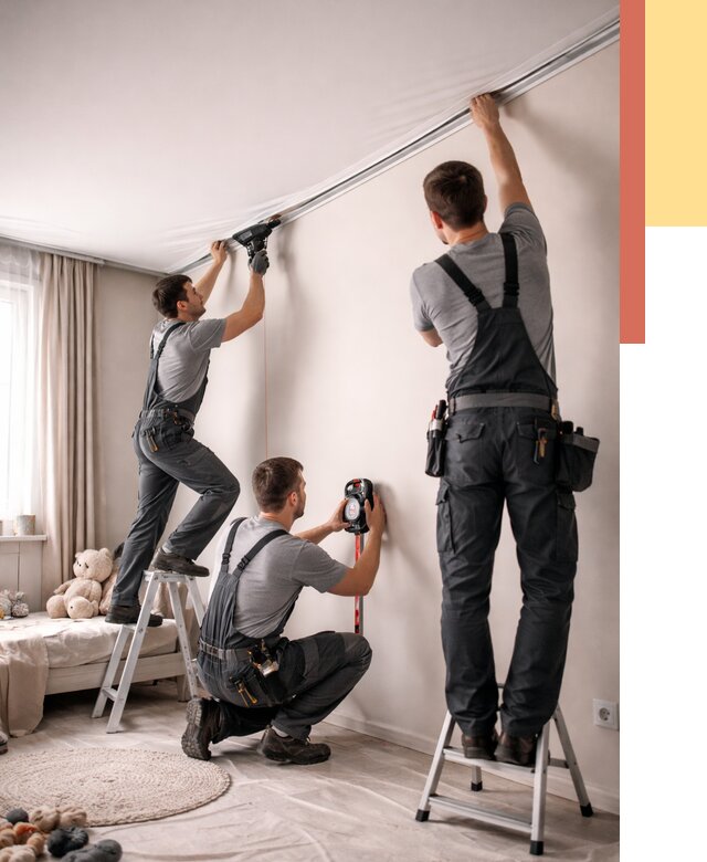 Монтаж натяжного потолка в детской в Инте от 3550 руб. — быстро и недорого | ОТДЕЛОЧНИК-Инт