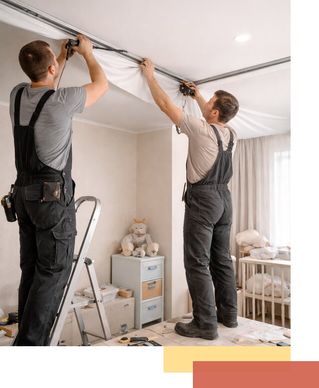 Монтаж натяжного потолка в детской комнате в Инте