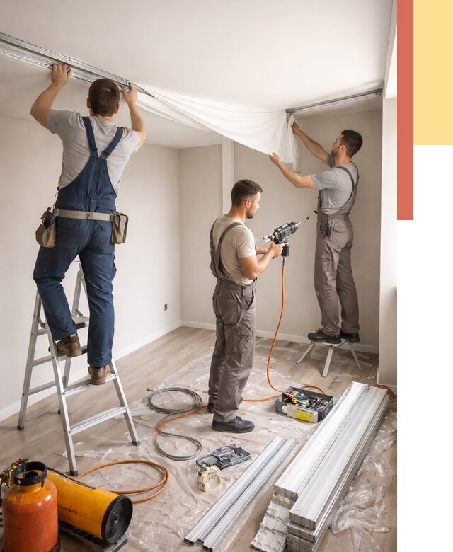 Монтаж натяжного потолка в студии в Инте от 5578 руб. — быстро и недорого | ОТДЕЛОЧНИК-Инт