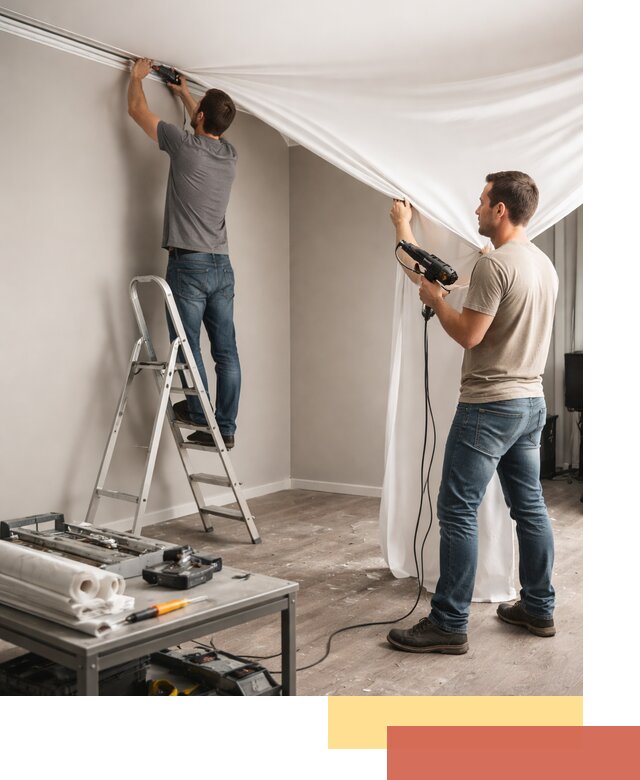 Монтаж натяжного потолка в студии в Инте