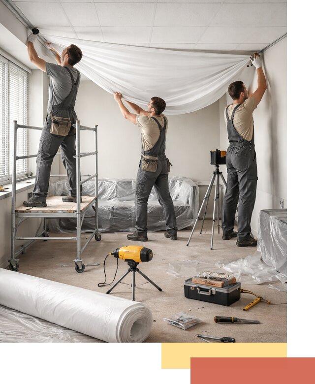 Монтаж натяжного потолка в офисе в Инте