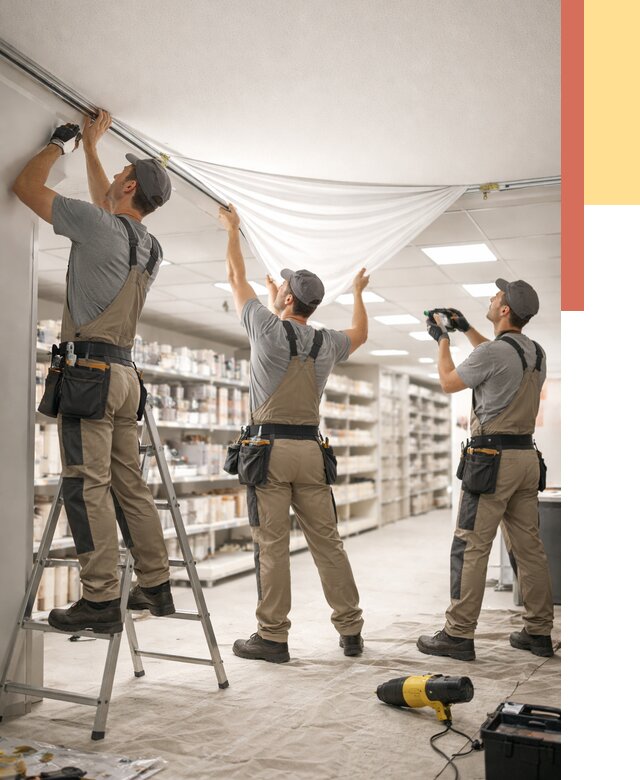 Монтаж натяжного потолка в магазине в Инте от 4564 руб. быстро и недорого | ОТДЕЛОЧНИК-Инт