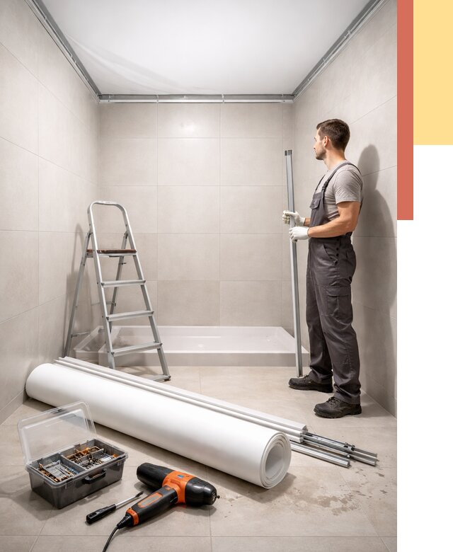 Монтаж натяжного потолка в санузле в Инте от 1876 руб. — ОТДЕЛОЧНИК-Инт