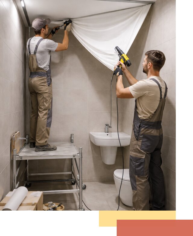 Монтаж натяжного потолка в санузле в Инте