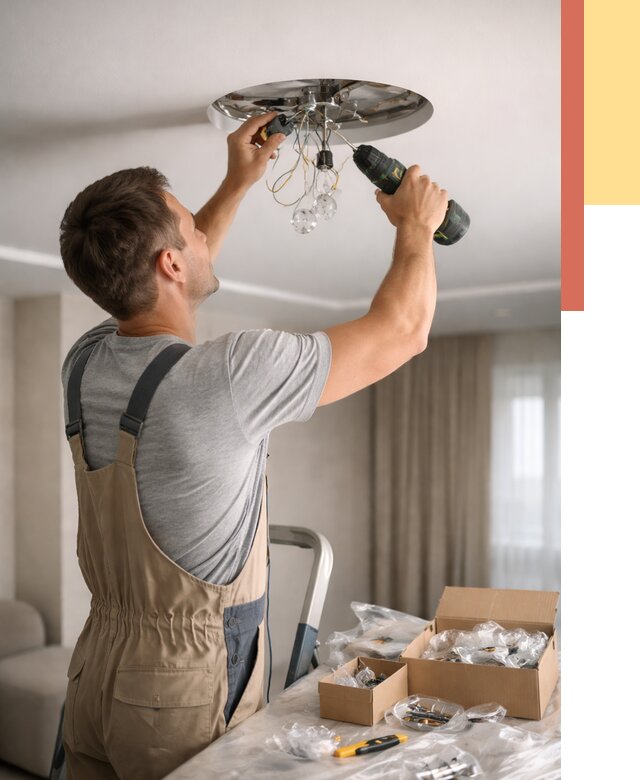 Установка люстры в натяжной потолок в Инте от 1217 руб. | Быстро и недорого — ОТДЕЛОЧНИК-Инт