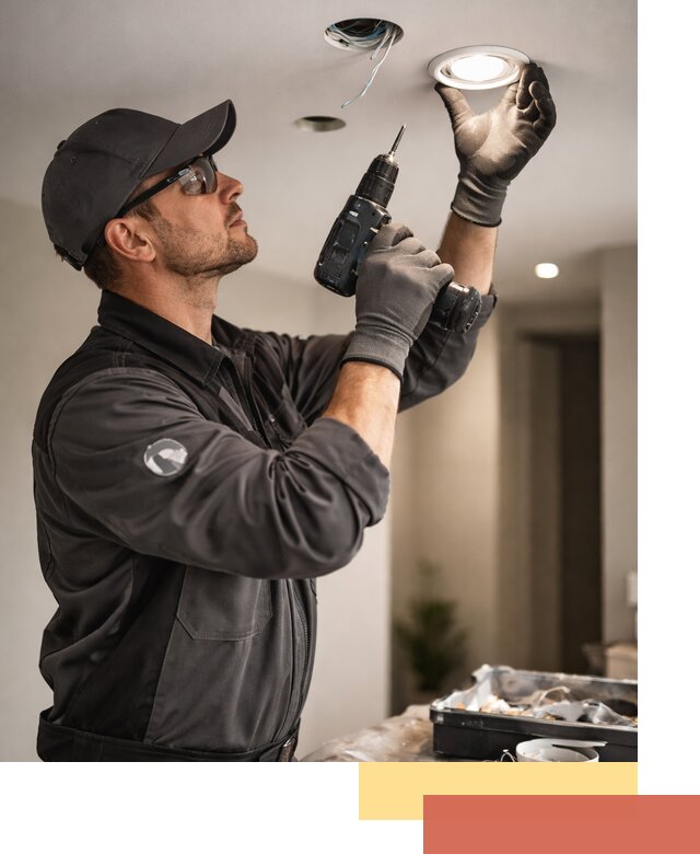 Установка точечных светильников в натяжной потолок в Инте