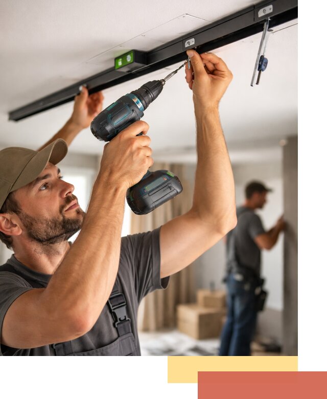 Установка трековых светильников в натяжной потолок в Инте