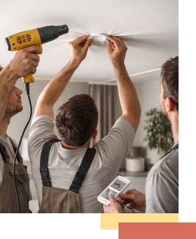 Ремонт прокола полотна натяжного потолка в Инте