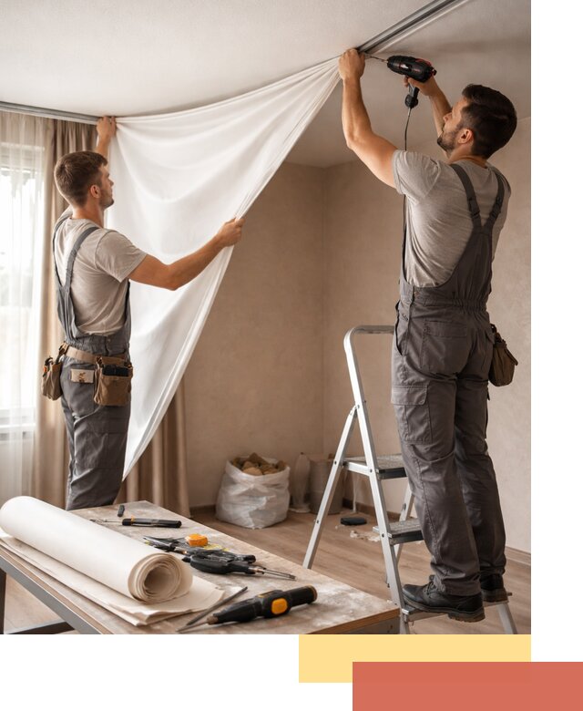 Замена полотна натяжного потолка в Инте быстро и качественно