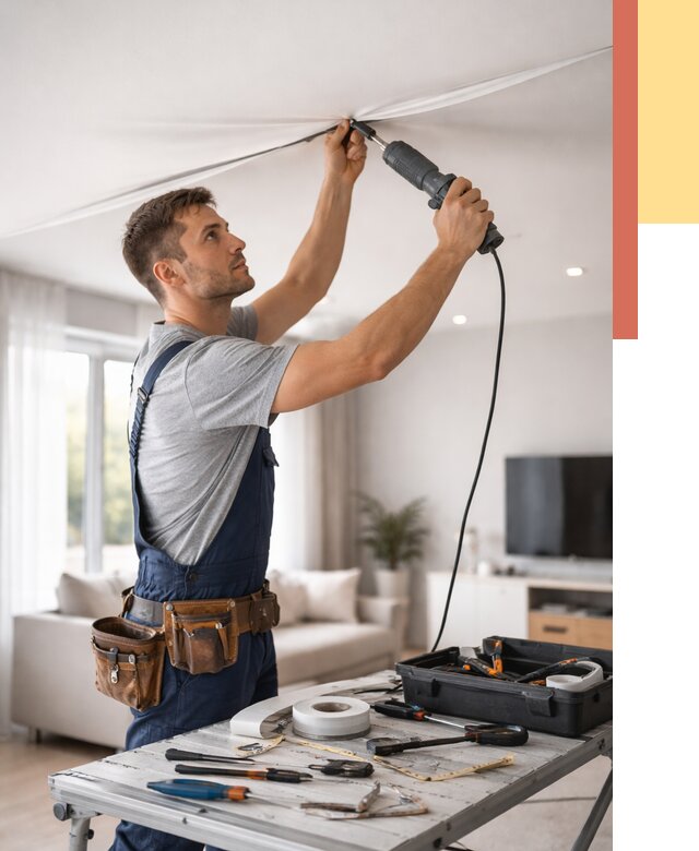 Ремонт натяжных потолков в Инте от 9635 руб. под ключ — ОТДЕЛОЧНИК-Инт