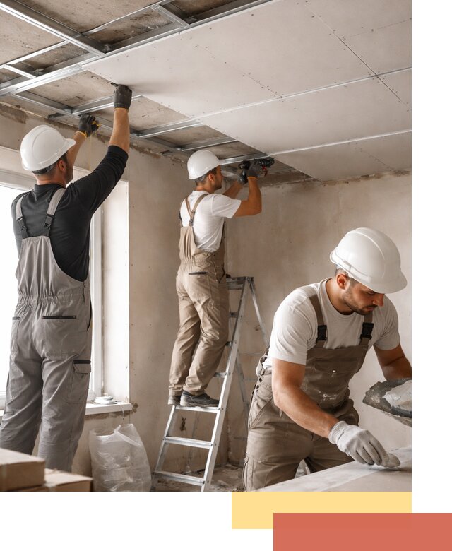 Одноуровневый потолок из гипсокартона в Инте — монтаж и отделка