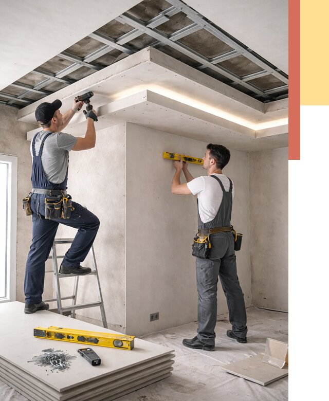 Двухуровневый потолок из гипсокартона в Инте от 1471 руб. под ключ | ОТДЕЛОЧНИК-Инт