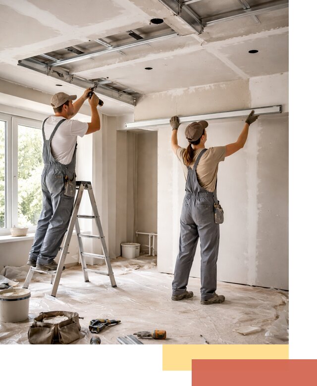 Монтаж многоуровневого потолка из гипсокартона в Инте