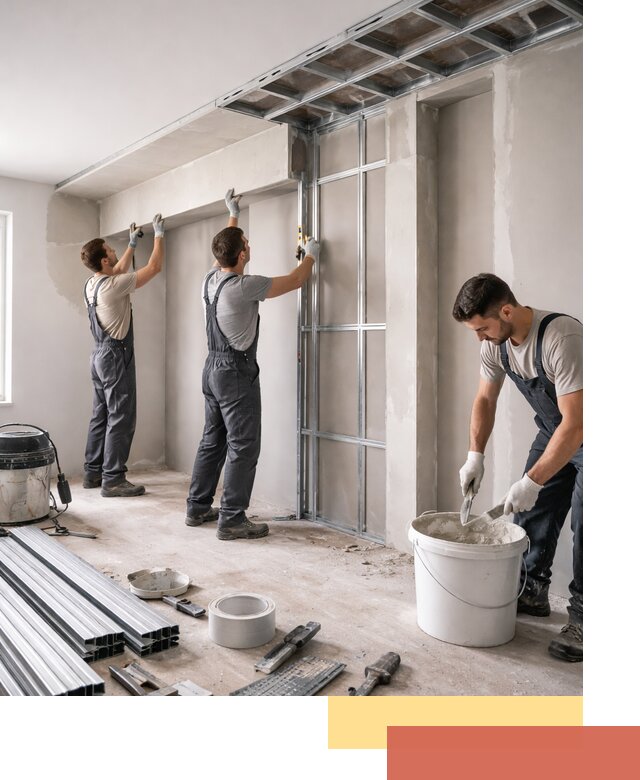 Монтаж потолка из гипсокартона с нишей в Инте