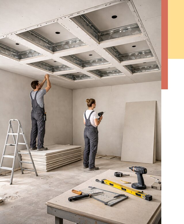 Кессонный потолок из гипсокартона в Инте от 1876 руб. — монтаж и под ключ | ОТДЕЛОЧНИК-Инт