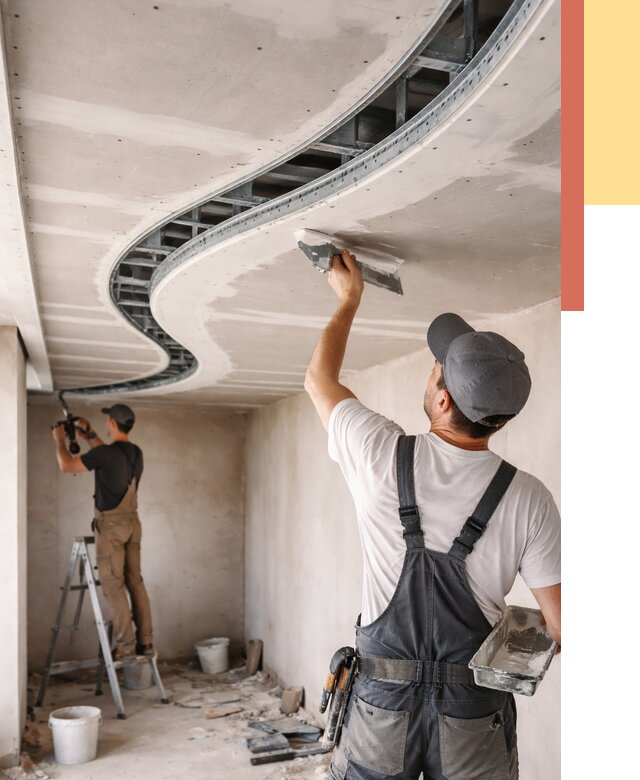 Криволинейный потолок из гипсокартона в Инте от 2130 руб./м2 | ОТДЕЛОЧНИК-Инт