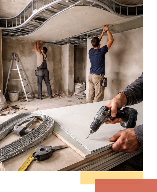 Криволинейный потолок из гипсокартона в Инте — монтаж и отделка