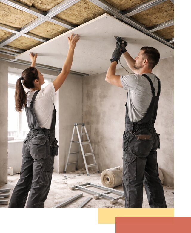 Звукоизоляция потолка из ГКЛ в Инте профессионально и надежно