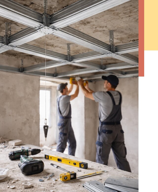 Монтаж каркаса потолка из профиля в Инте от 4564 руб. — услуги ОТДЕЛОЧНИК-Инт