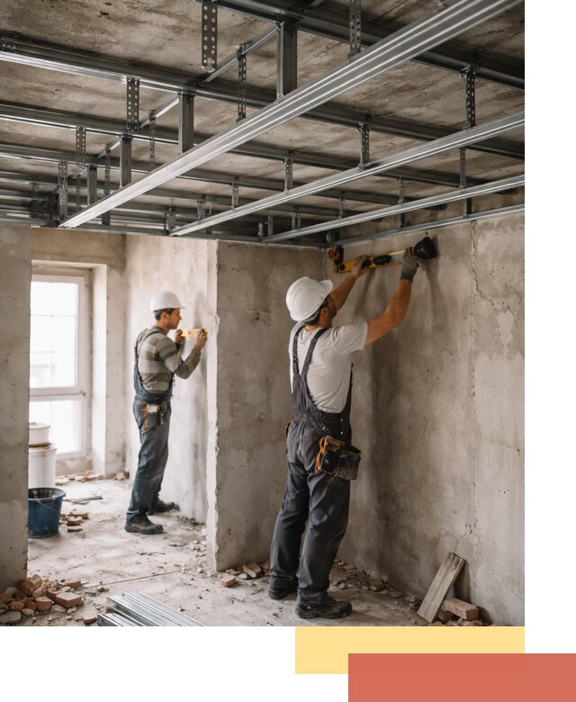 Монтаж каркаса потолка из профильного профиля в Инте