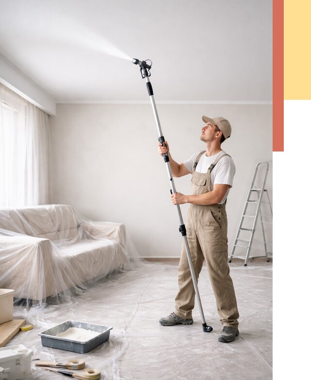 Покраска потолка краскопультом в Инте от 4564 руб. быстро и недорого | ОТДЕЛОЧНИК-Инт