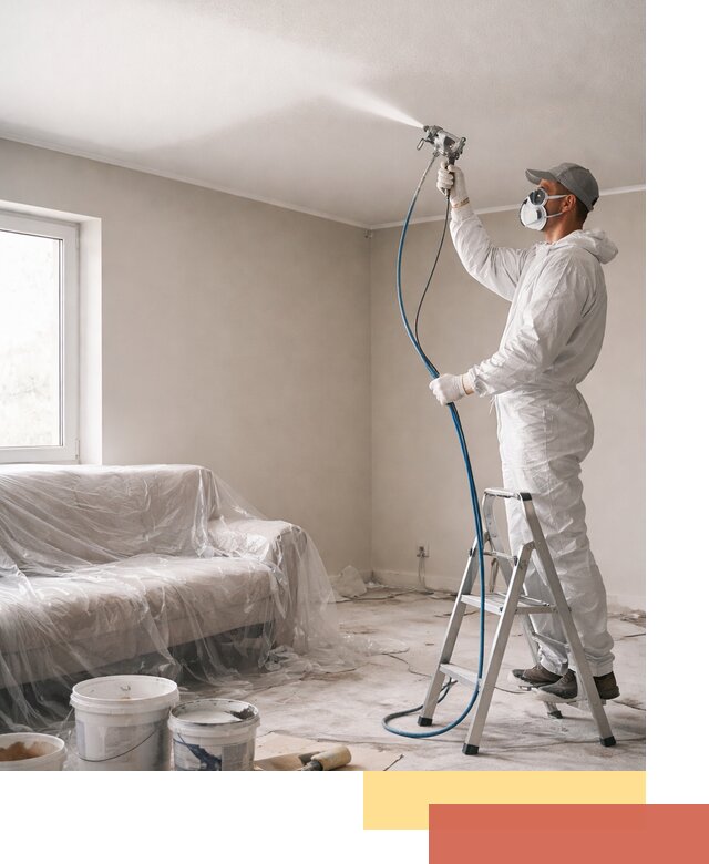 Покраска потолка краскопультом в Инте быстро и качественно