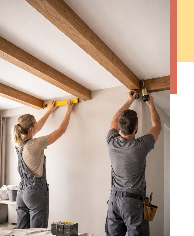 Монтаж декоративных балок на потолок в Инте от 4260 руб. — ОТДЕЛОЧНИК-Инт