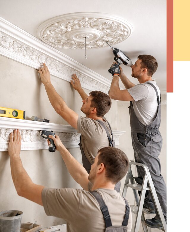 Монтаж лепнины на потолок в Инте от 3245 руб. быстро и недорого | ОТДЕЛОЧНИК-Инт